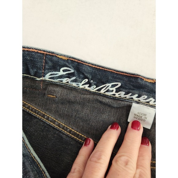 Eddie Bauer Mens Straight Fit Jeans 40x30 Blue Denim 100% Cotton Casual Pants - Picture 4 of 10